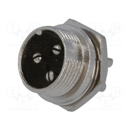 10 pcs : - Socket, microphone, male, PIN: 3, for panel mounting
