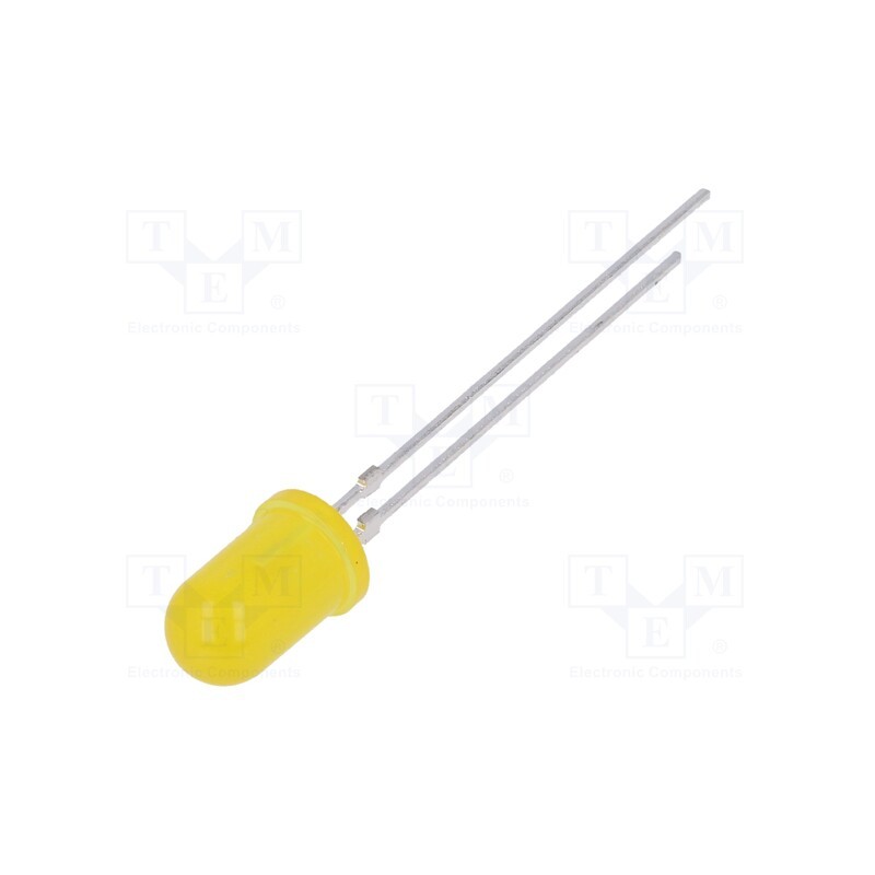 20 pcs : TLHY5405 - LED, 5mm, yellow, 6.3÷14mcd, 60°, Front: convex, 2.4÷3V