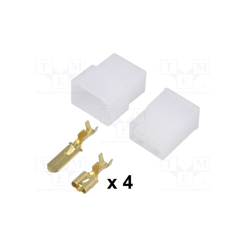 10 pcs : - Terminal: flat, female/male, crimped, for cable, insulated, 2.5mm2