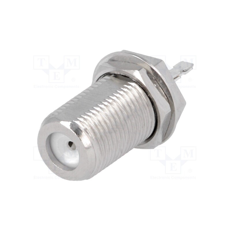 20 pcs : - Socket, F, female, straight, soldering, for panel mounting