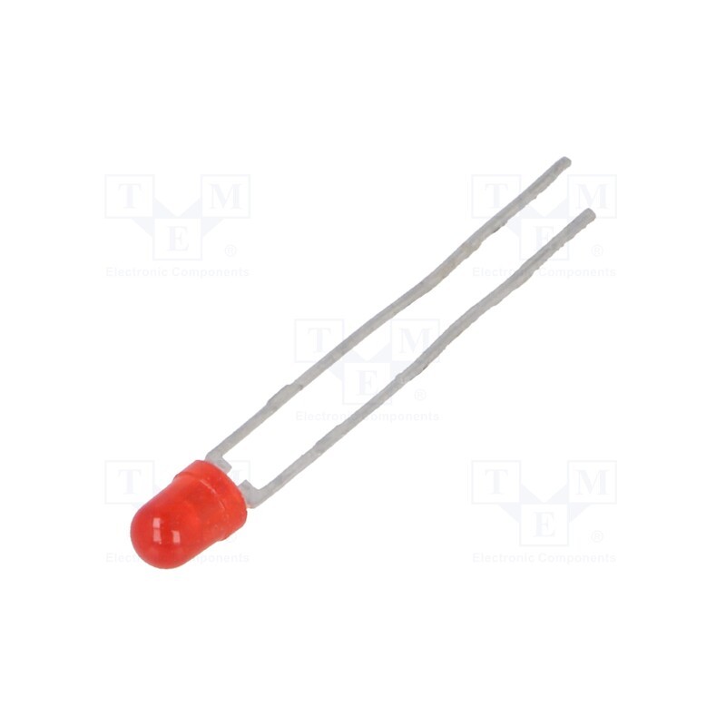 10 pcs : TLHR4400-AS12Z - LED, 3mm, red, 1.6÷13mcd, 30°, Front: convex, 2÷3V, No.of term: 2