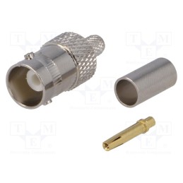 10 pcs : - Plug, BNC, female, straight, 50Ω, RG58, crimped, for cable