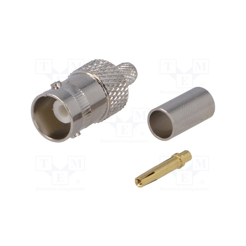 10 pcs : - Plug, BNC, female, straight, 50Ω, RG58, crimped, for cable