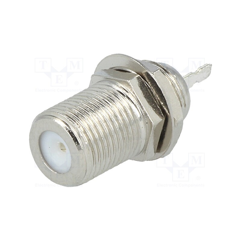 20 pcs : - Socket, F, female, straight, soldering, for panel mounting