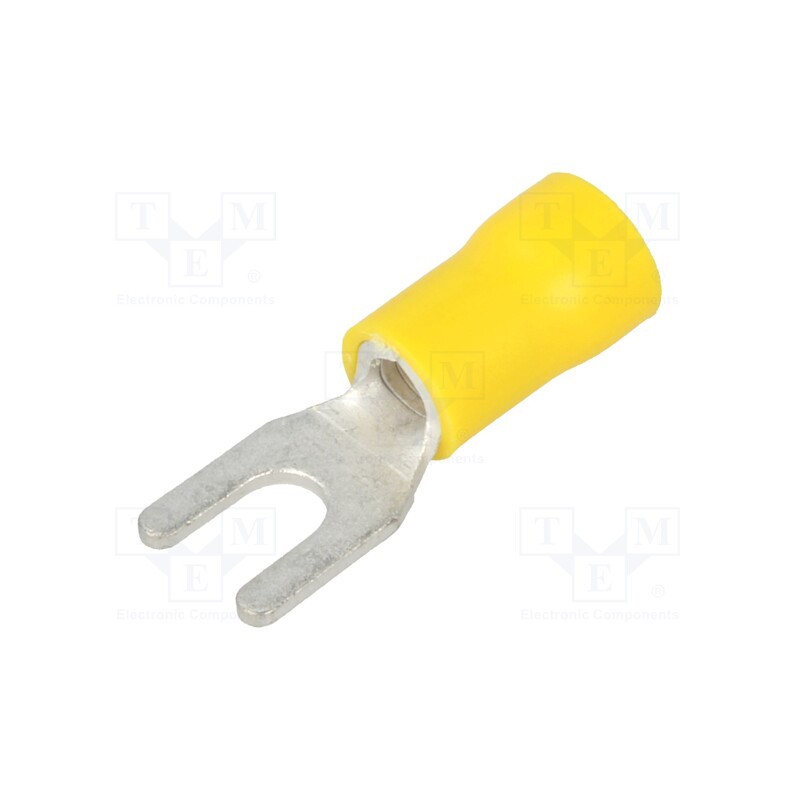 50 pcs : ST-091/Y - Tip: fork, M4, Ø: 4.3mm, 4÷6mm2, crimped, for cable, insulated