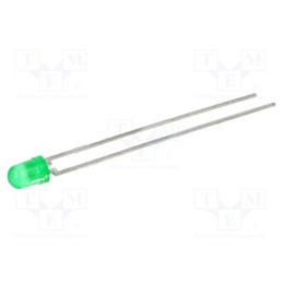 10 pcs : TLLG4401 - LED, 3mm, green, 1÷2mcd, 30°, Front: convex, 1.9÷2.4V, No.of term: 2