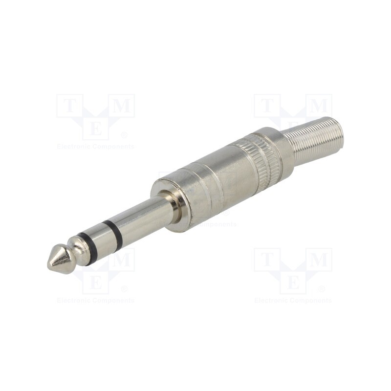 10 pcs : - Plug, Jack 6,3mm, male, stereo,with strain relief, ways: 3