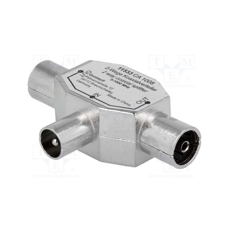 10 pcs : - Splitter, coaxial 9.5mm socket x2,coaxial 9.5mm plug