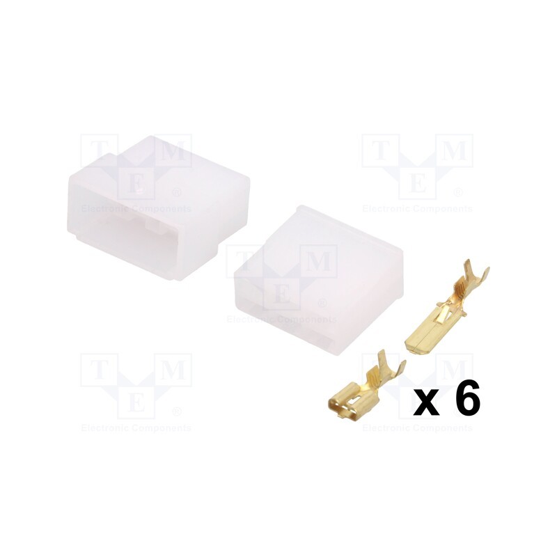 10 pcs : - Terminal: flat, female/male, crimped, for cable, insulated, 2.5mm2