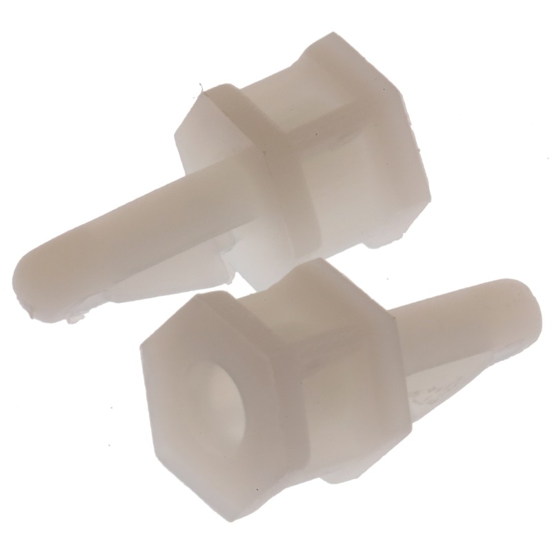 50 pcs - TCBS 4 01, 6.4mm High Nylon PCB Support Pillar for 4mm PCB Hole, 7.9mm Base