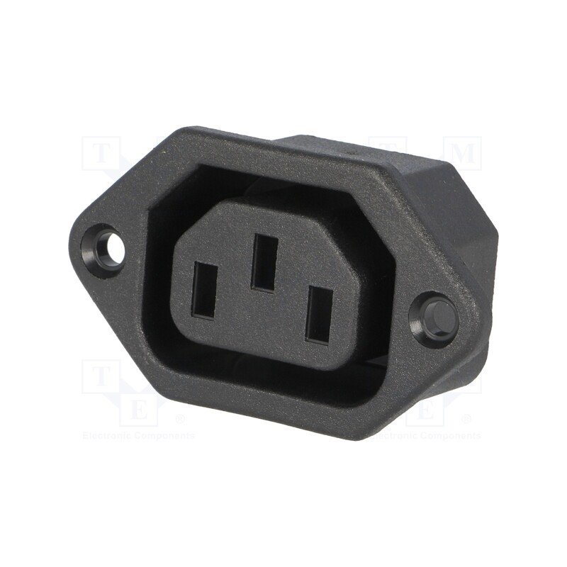 10 pcs : - Connector: AC supply, socket, female, 10A, 250VAC, IEC 60320