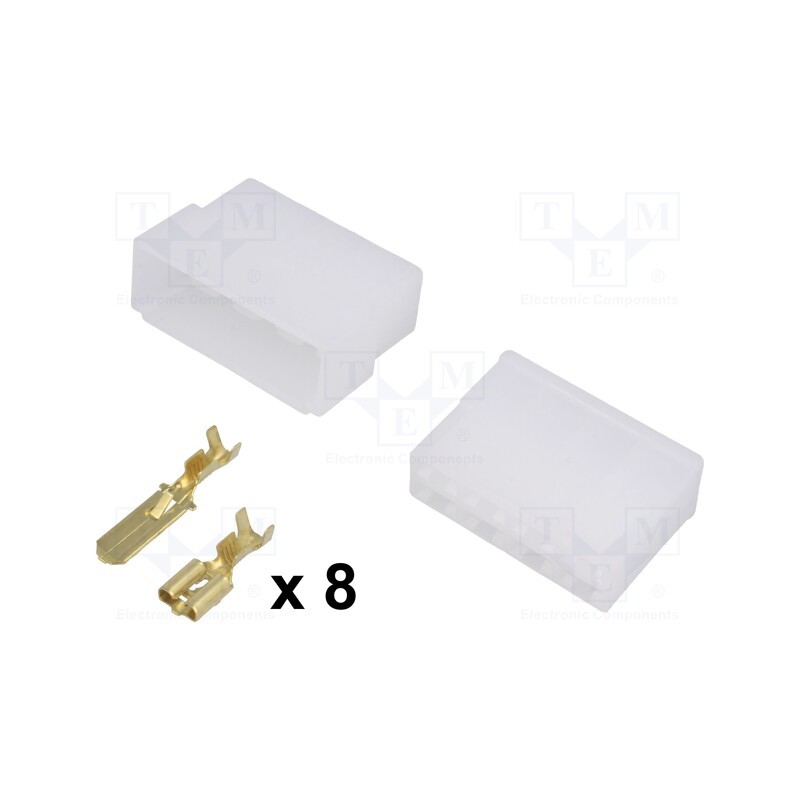 10 pcs : - Terminal: flat, female/male, crimped, for cable, insulated, 2.5mm2