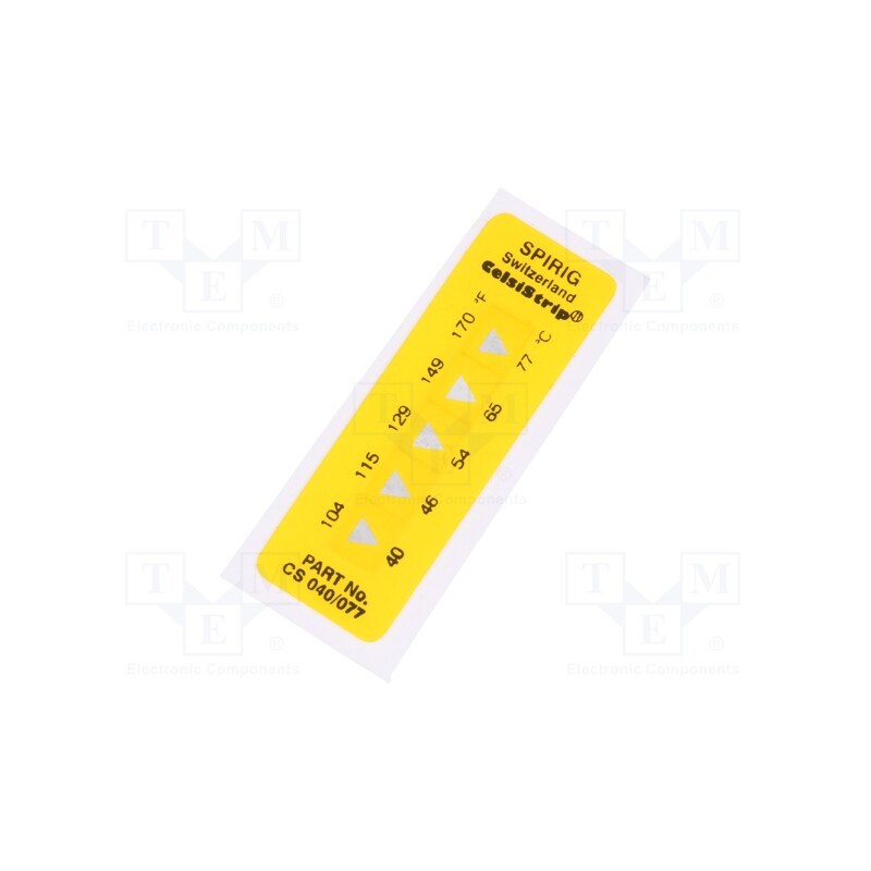 10 pcs : CS-040/077 - Temperature indicator, 40°C,46°C,54°C,66°C,77°C, °C,°F, 15x45mm