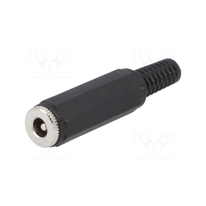 10 pcs : - Plug, DC supply, male, 5.5/2.5mm, 5.5mm, 2.5mm, for cable, straight