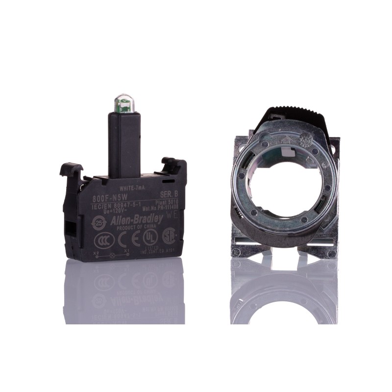 1 pcs - Allen Bradley 800F Light Block & Holder - White, 120 V ac