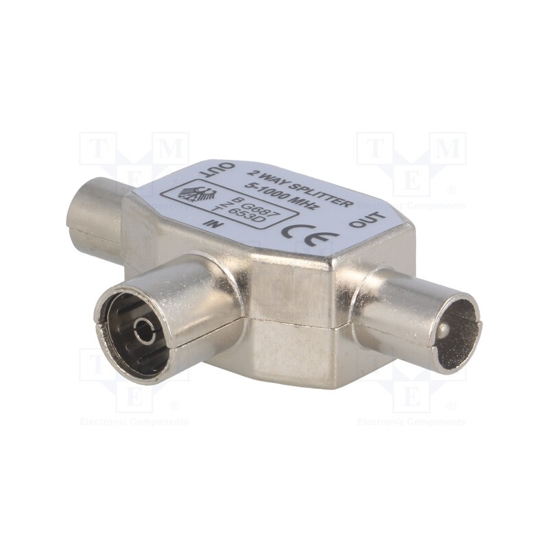 10 pcs : - Splitter, coaxial 9.5mm socket,coaxial 9.5mm plug x2