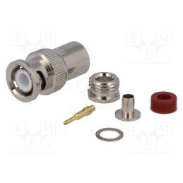 10 pcs : - Plug, BNC, male, straight, 50Ω, RG58, clamp,crimped, for cable, PTFE