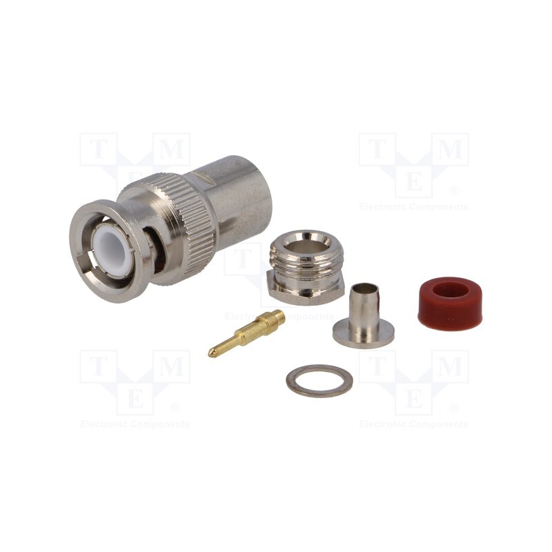 10 pcs : - Plug, BNC, male, straight, 50Ω, RG58, clamp,crimped, for cable, PTFE