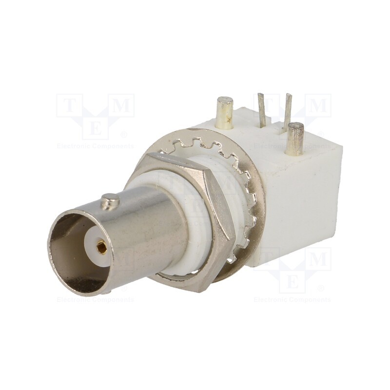 10 pcs : - Socket, BNC, female, insulated, angled 90°, 50Ω, THT