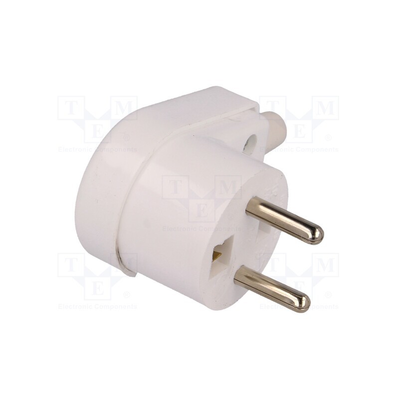 10 pcs : - Connector: AC supply, male, plug, 2P+PE, 250VAC, 16A, white, PIN: 3