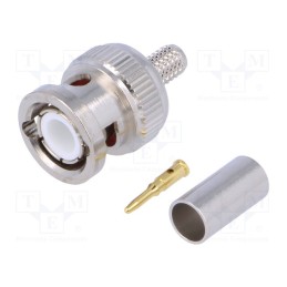 10 pcs : - Plug, BNC, male, straight, 50Ω, B9907,RG58, Ømax: 5mm, crimped