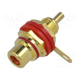 10 pcs : - Socket, RCA, female, insulated, gold-plated, for panel mounting