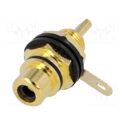 10 pcs : - Socket, RCA, female, insulated, gold-plated, for panel mounting