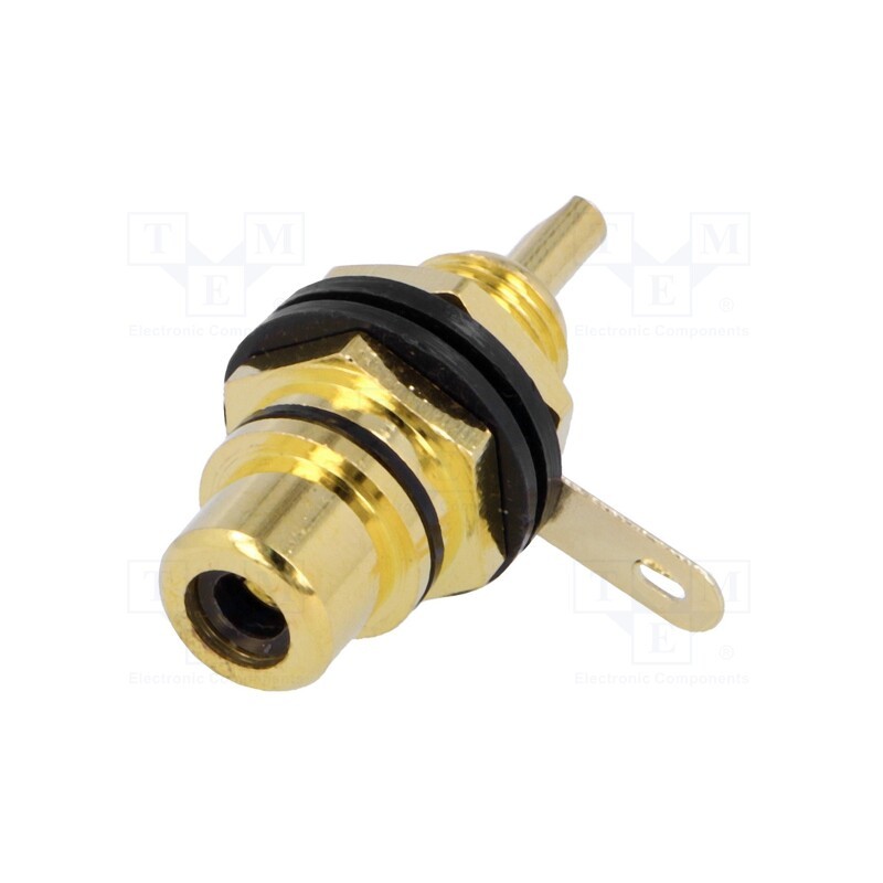 10 pcs : - Socket, RCA, female, insulated, gold-plated, for panel mounting