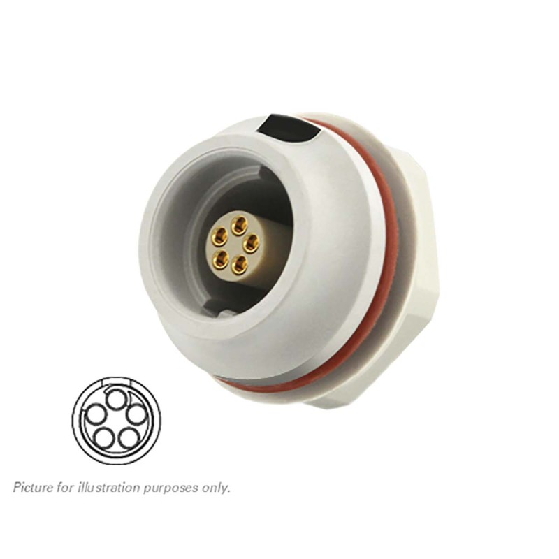 1 pcs - Souriau Circular Connector, 5 Contacts, Front Mount, Socket, Female, IP68, JMX Series