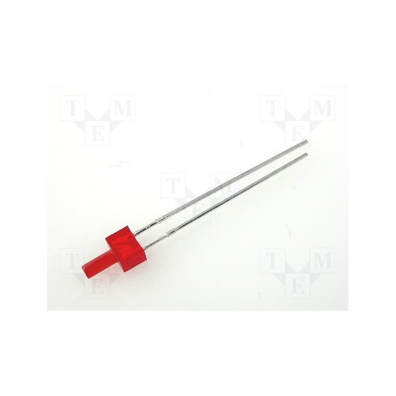 20 pcs : L-13ID - LED, 2mm, red, 5÷10mcd, 70°, Front: flat, 2÷2.5V, 4.8x2.5mm, THT