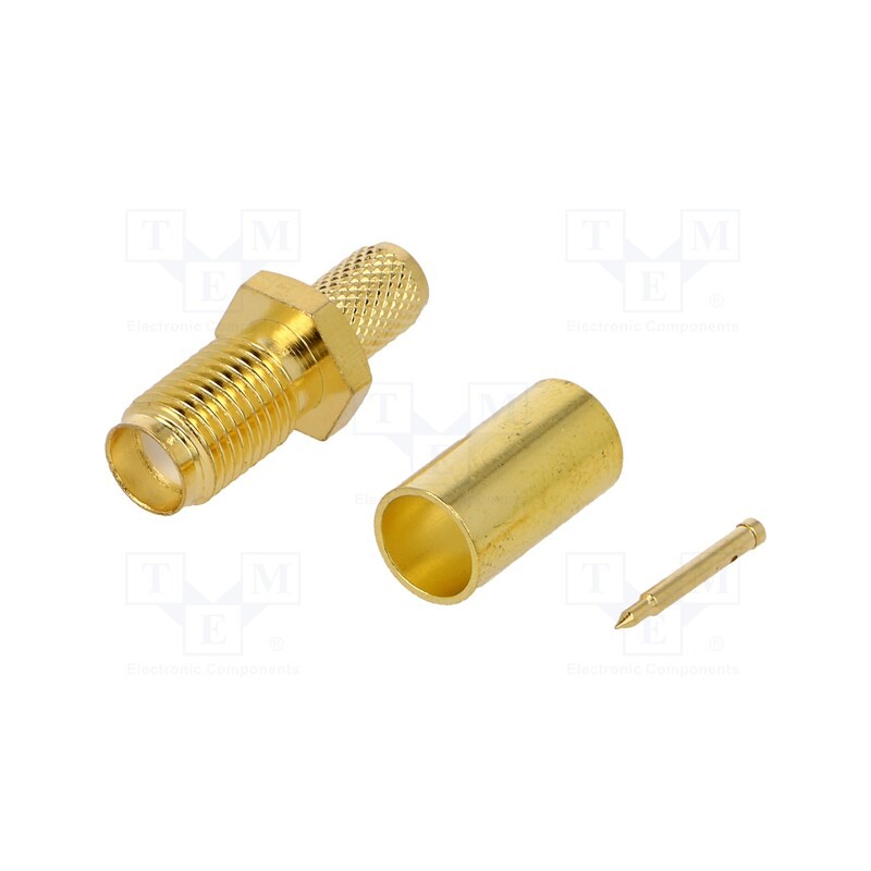 10 pcs : - Plug, RP-SMA, male, straight, RG58, crimped, for cable