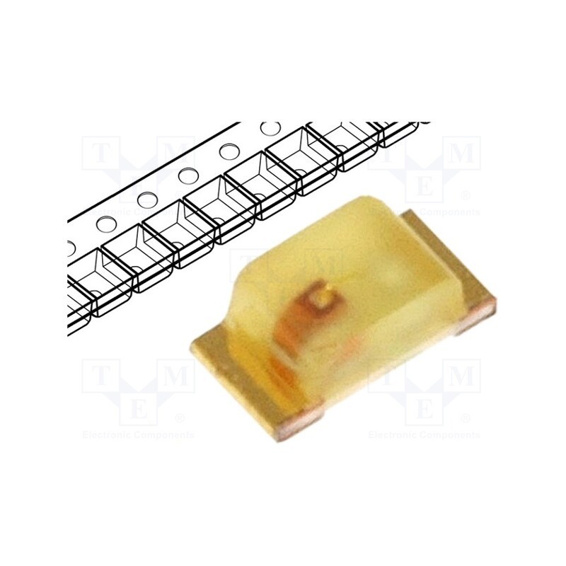 50 pcs : KPH-1608YD - LED, SMD, 0603, yellow, 3÷8mcd, 1.6x0.8x0.65mm, 120°, 2.1÷2.5V, 20mA