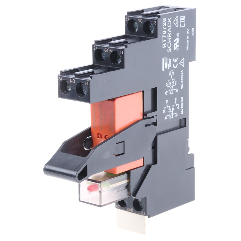 1 pcs - TE Connectivity RT Series Interface Relay, DIN Rail Mount, 24V dc Coil, SPDT, 1-Pole
