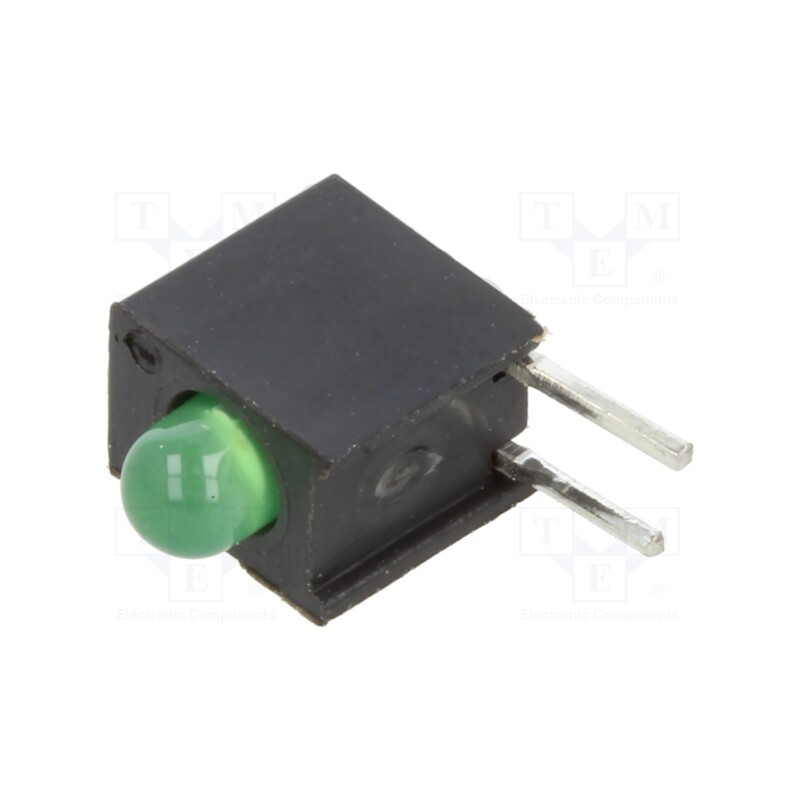 10 pcs : H131CGD-120 - LED, in housing, green, 3mm, No.of diodes: 1, 20mA, Lens: diffused