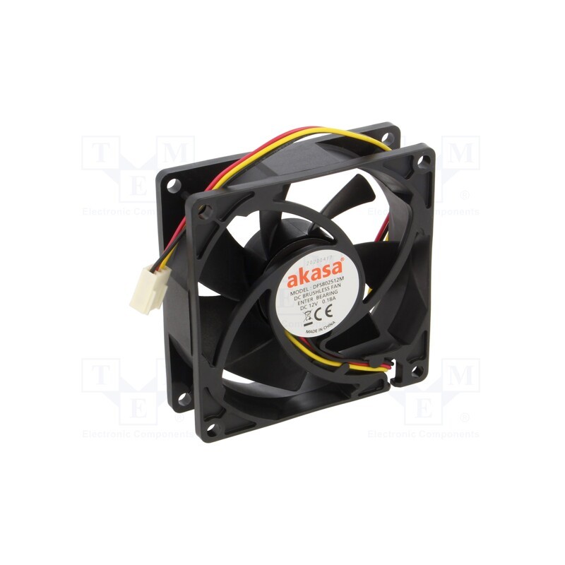 10 pcs : DFS802512M - Fan: DC, axial, 12VDC, 80x80x25mm, 26.5dBA, EBR, 2500rpm, 2.67mmH2O