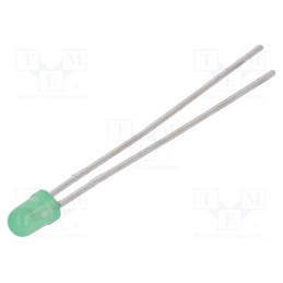 10 pcs : L-934GD-12V - LED, 3mm, green, 8÷20mcd, 60°, Front: convex, 12÷14V, Pitch: 2.54mm