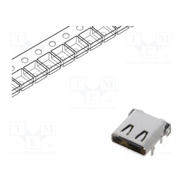 10 pcs : 01/02/2436 - Socket, USB C, on PCBs, SMT,THT, PIN: 24, angled 90°, USB 3.1