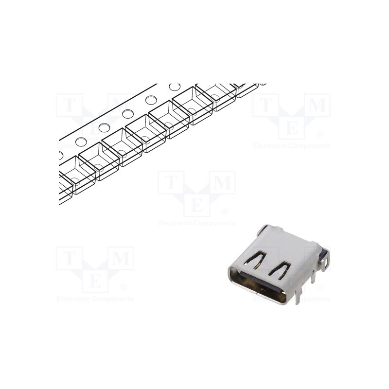 10 pcs : 01/02/2436 - Socket, USB C, on PCBs, SMT,THT, PIN: 24, angled 90°, USB 3.1