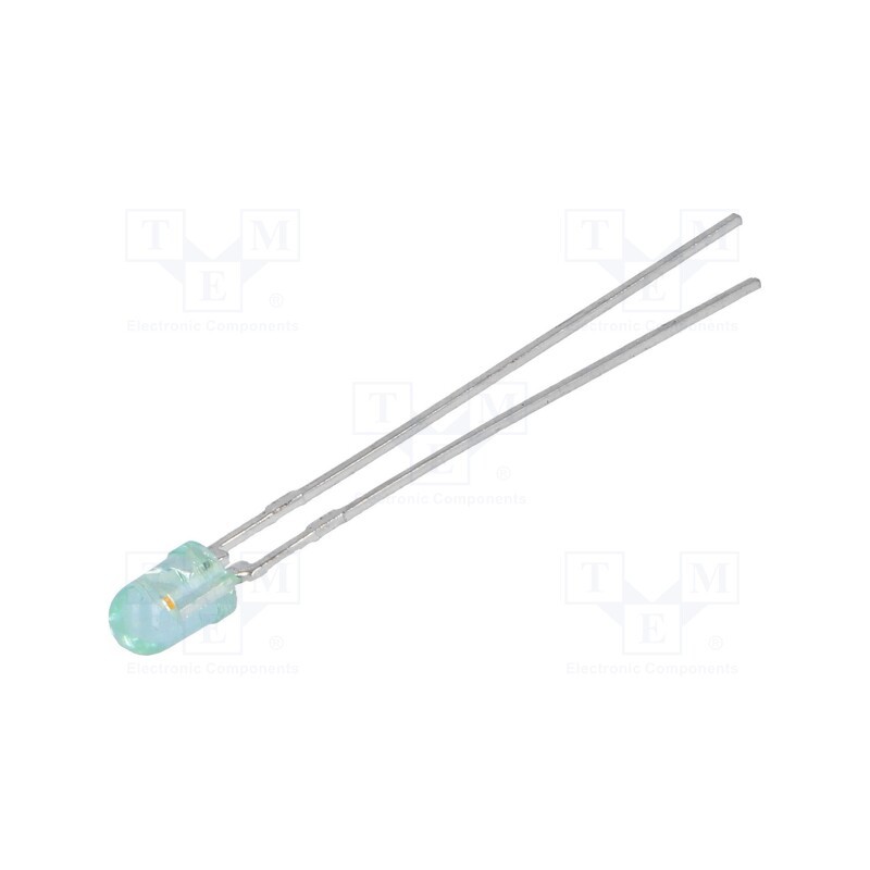 10 pcs : HLMP-1540 - LED, 3mm, green, 27.3÷45mcd, 45°, Front: convex, 1.5÷3V