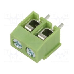 50 pcs : XY126V-2P 5.0MM GREEN - PCB terminal block, angled 90°, 5mm, ways: 2, on PCBs, 2.5mm2, 10A