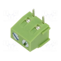 50 pcs : XY127R-2P 5.0MM GREEN - PCB terminal block, straight, 5mm, ways: 2, on PCBs, 1.5mm2, tinned