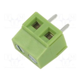 50 pcs : XY127V-2P 5.0MM GREEN - PCB terminal block, angled 90°, 5mm, ways: 2, on PCBs, 1.5mm2, 12A