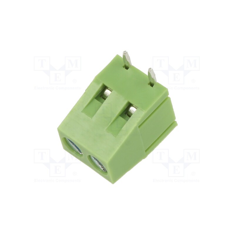 50 pcs : XY128RA-2P 5.0MM GREEN - PCB terminal block, straight, 5mm, ways: 2, on PCBs, terminal
