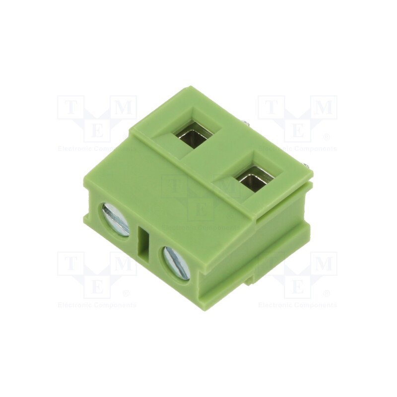 50 pcs : XY128VB-2P 7.5MM GREEN - PCB terminal block, angled 90°, 7.5mm, ways: 2, on PCBs, terminal