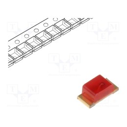 50 pcs : KPH-1608ID - LED, SMD, 0603, red, 5÷12mcd, 1.6x0.8x0.65mm, 120°, 2÷2.5V, 20mA