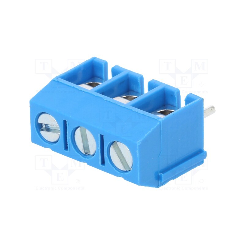 50 pcs : XY301V-3P (5.00) - PCB terminal block, angled 90°, 5mm, ways: 3, on PCBs, 1.5mm2, 16A
