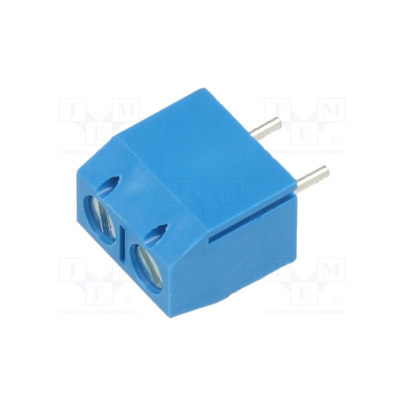 50 pcs : XY301VA-2P 5.0MM BLUE - PCB terminal block, angled 90°, 5mm, ways: 2, on PCBs, terminal