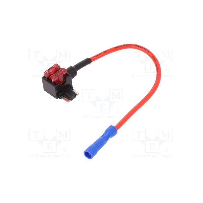 10 pcs : - Splitter, automotive ACN, 10A, mini fuse x2, 1mm2, Colour: red