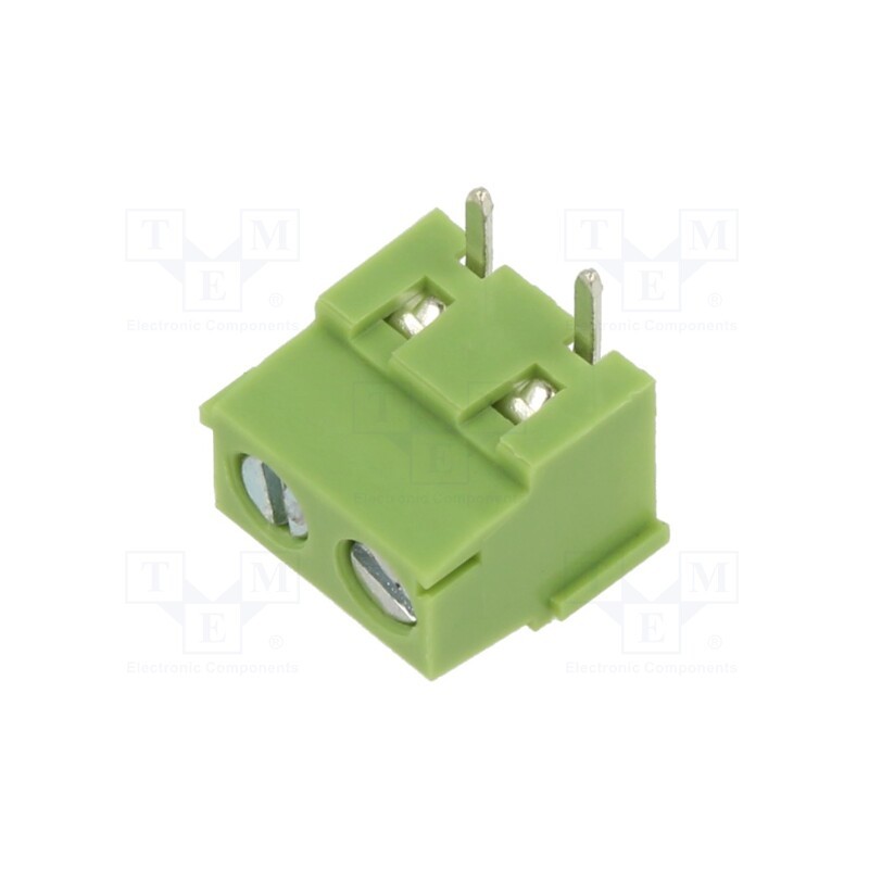 50 pcs : XY304R-2P 5.0MM GREEN - PCB terminal block, straight, 5mm, ways: 2, on PCBs, terminal