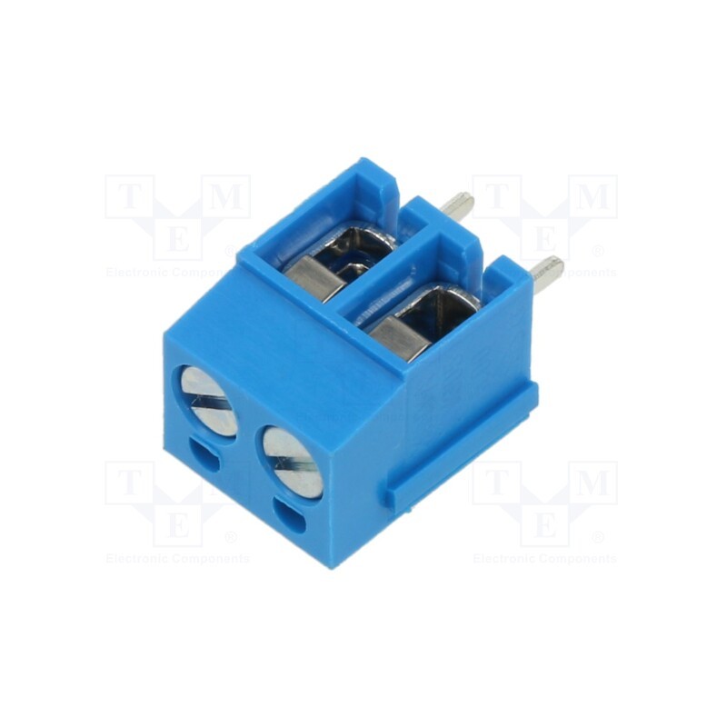 50 pcs : XY305A-2P 5.0MM BLUE - PCB terminal block, angled 90°, 5mm, ways: 2, on PCBs, terminal